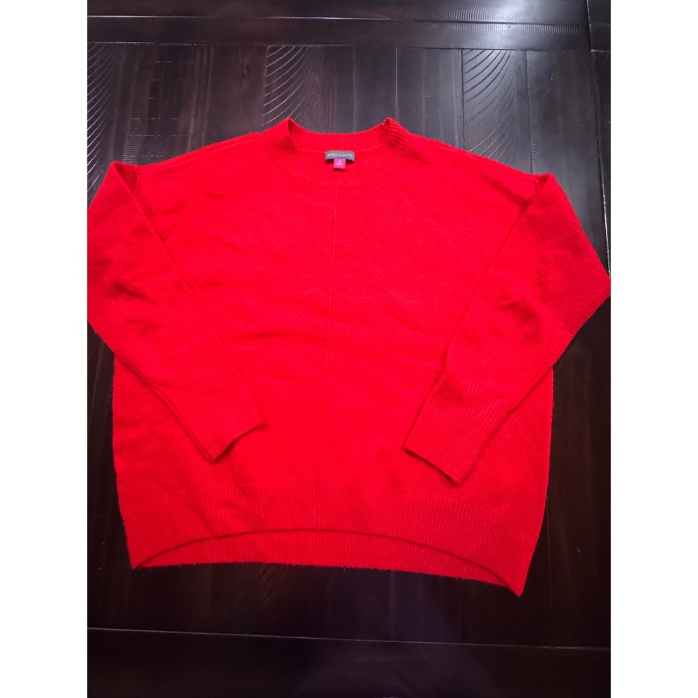 Vince Camuto Womens Red Crewneck Oversized Fuzzy Knit Sweater XS